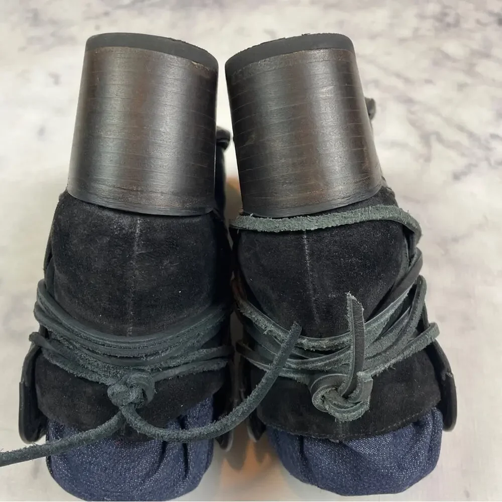 Freebird by Steven Casey Black Wrap Strap Ankle Booties Boho Festival Sz 8